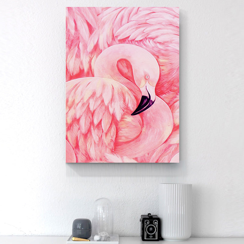 Flamingo Canvas Print Tropical Style Textured Wall Art Decor in Pink for Family Room Pink Clearhalo 'Art Gallery' 'Canvas Art' 'Coastal Art Gallery' 'Tropical' Arts' 1858301