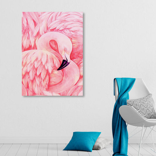 Flamingo Canvas Print Tropical Style Textured Wall Art Decor in Pink for Family Room Clearhalo 'Art Gallery' 'Canvas Art' 'Coastal Art Gallery' 'Tropical' Arts' 1858303