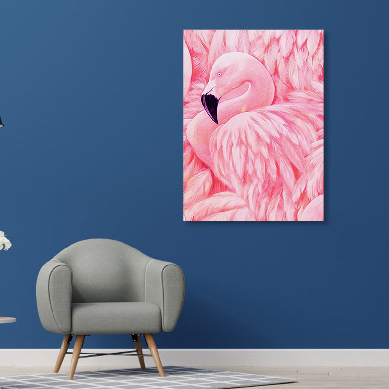 Flamingo Canvas Print Tropical Style Textured Wall Art Decor in Pink for Family Room Clearhalo 'Art Gallery' 'Canvas Art' 'Coastal Art Gallery' 'Tropical' Arts' 1858310