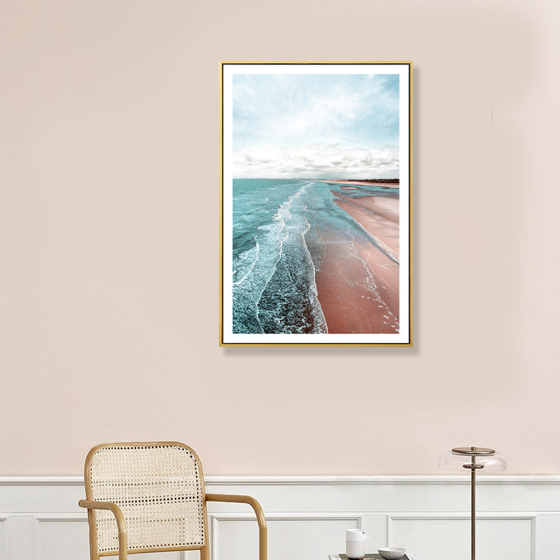 Beach Canvas Tropical Tranquil Seascape Wall Art Print in Green, Multiple Sizes Available Clearhalo 'Art Gallery' 'Canvas Art' 'Coastal Art Gallery' 'Tropical' Arts' 1858345