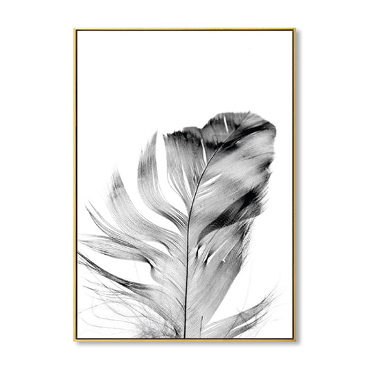 Minimalist Photo Feather Canvas Art Grey Still Life Wall Decor for House Interior Clearhalo 'Art Gallery' 'Canvas Art' 'Contemporary Art Gallery' 'Contemporary Art' 'Minimalism' 'Minimalist Art Gallery' 'Scandinavian' Arts' 1858380