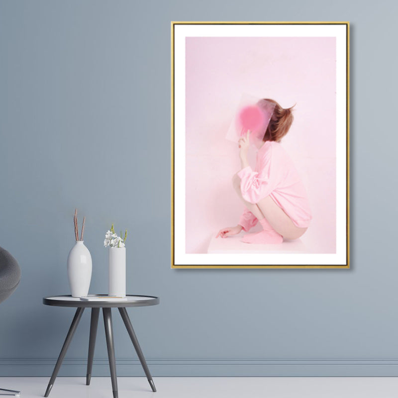 Nordic Canvas Wall Art Pink Photo Print Girl Wall Decor, Multiple Sizes Available Clearhalo 'Art Gallery' 'Canvas Art' 'Contemporary Art Gallery' 'Modern' Arts' 1858392