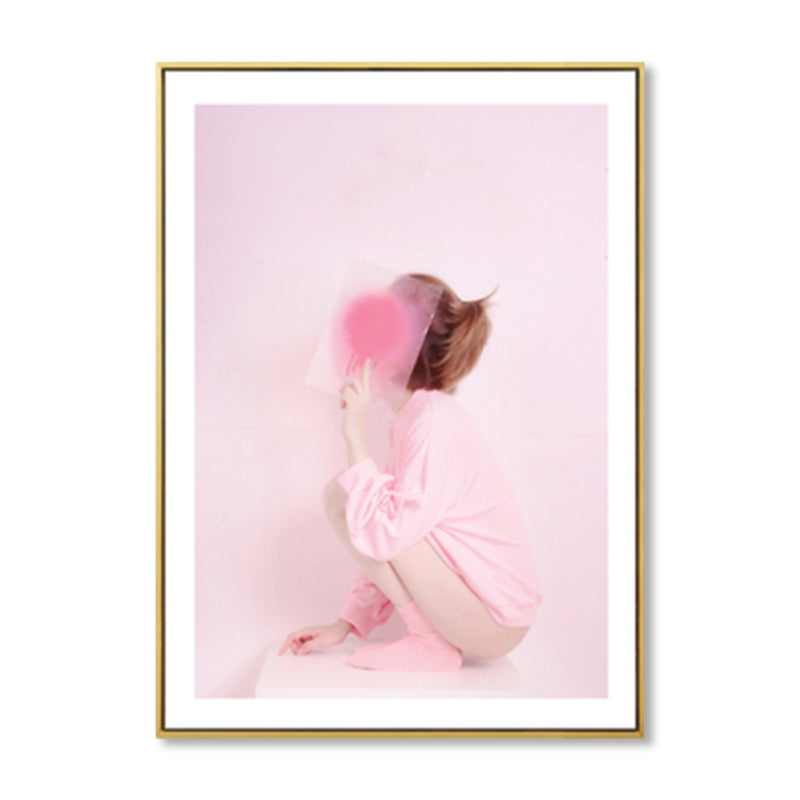Nordic Canvas Wall Art Pink Photo Print Girl Wall Decor, Multiple Sizes Available Clearhalo 'Art Gallery' 'Canvas Art' 'Contemporary Art Gallery' 'Modern' Arts' 1858394
