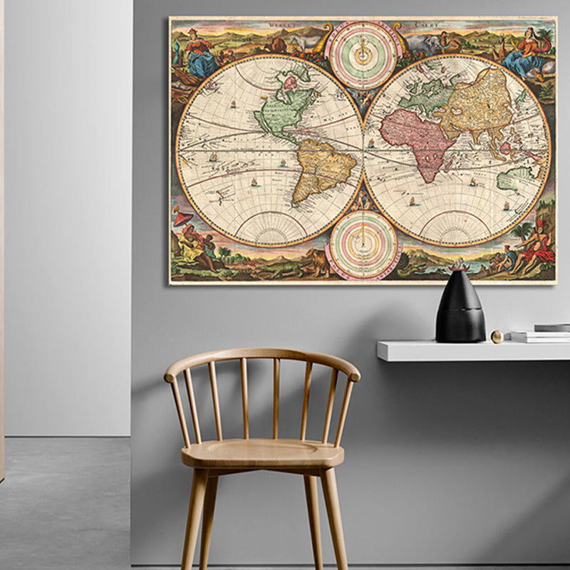 Special World Map Canvas Print Brown Modern Style Painting for Drawing Room, Multiple Sizes Brown Clearhalo 'Art Gallery' 'Canvas Art' 'Contemporary Art Gallery' 'Modern' Arts' 1858398