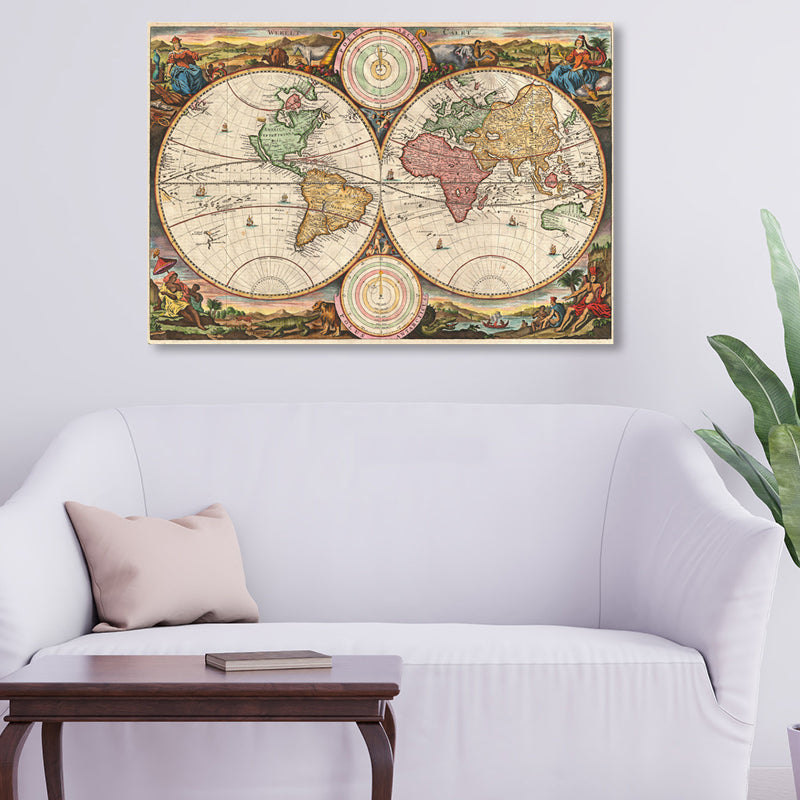 Special World Map Canvas Print Brown Modern Style Painting for Drawing Room, Multiple Sizes Clearhalo 'Art Gallery' 'Canvas Art' 'Contemporary Art Gallery' 'Modern' Arts' 1858400
