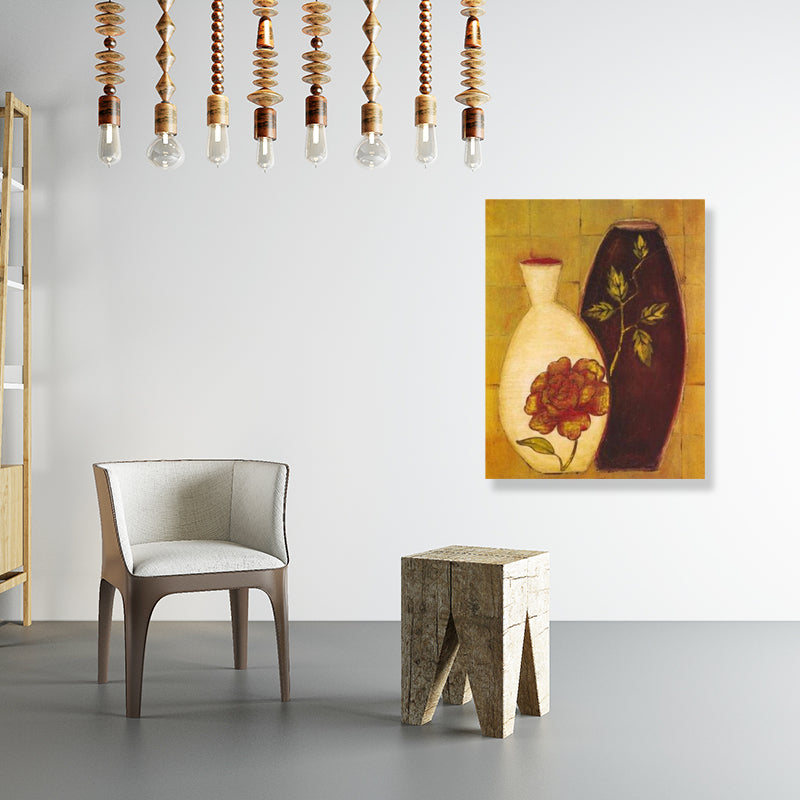 Unique Flower Vase Canvas Art Print for Girls Bedroom in Pastel Color, Multiple Sizes Clearhalo 'Art Gallery' 'Canvas Art' 'Traditional' Arts' 1858421