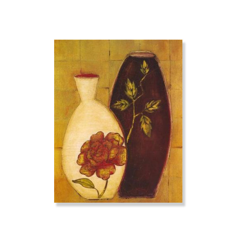 Unique Flower Vase Canvas Art Print for Girls Bedroom in Pastel Color, Multiple Sizes Clearhalo 'Art Gallery' 'Canvas Art' 'Traditional' Arts' 1858422