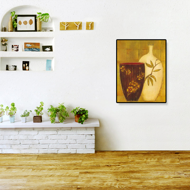 Unique Flower Vase Canvas Art Print for Girls Bedroom in Pastel Color, Multiple Sizes White Clearhalo 'Art Gallery' 'Canvas Art' 'Traditional' Arts' 1858427