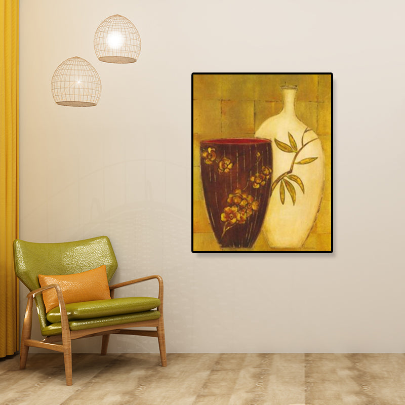 Unique Flower Vase Canvas Art Print for Girls Bedroom in Pastel Color, Multiple Sizes Clearhalo 'Art Gallery' 'Canvas Art' 'Traditional' Arts' 1858428