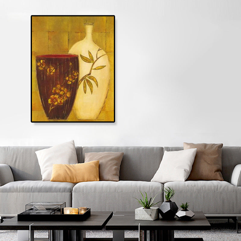 Unique Flower Vase Canvas Art Print for Girls Bedroom in Pastel Color, Multiple Sizes Clearhalo 'Art Gallery' 'Canvas Art' 'Traditional' Arts' 1858429