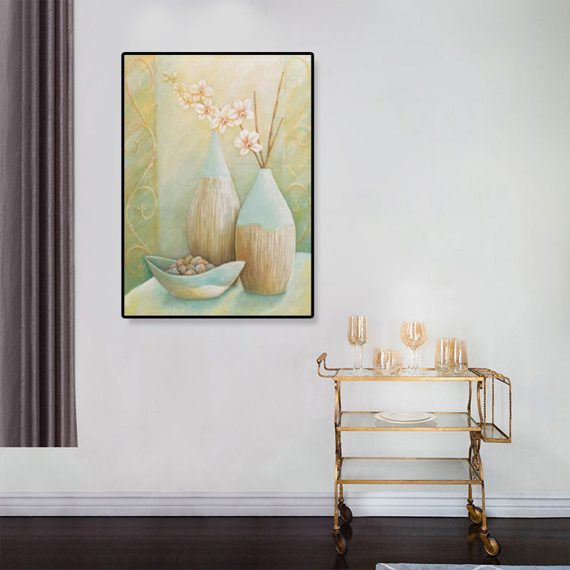 Unique Flower Vase Canvas Art Print for Girls Bedroom in Pastel Color, Multiple Sizes Clearhalo 'Art Gallery' 'Canvas Art' 'Traditional' Arts' 1858432