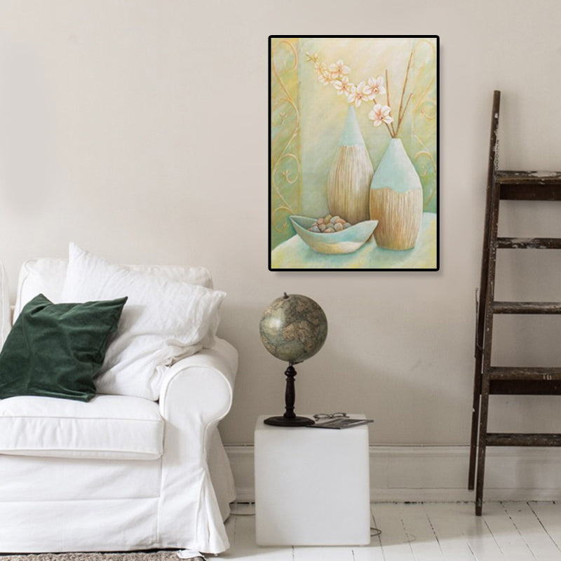 Unique Flower Vase Canvas Art Print for Girls Bedroom in Pastel Color, Multiple Sizes Clearhalo 'Art Gallery' 'Canvas Art' 'Traditional' Arts' 1858433
