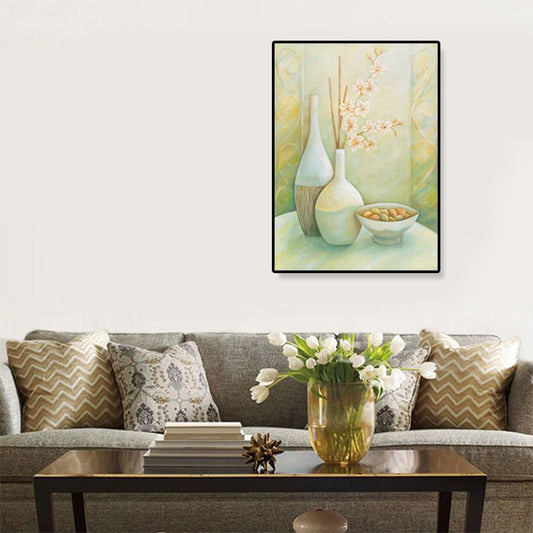 Unique Flower Vase Canvas Art Print for Girls Bedroom in Pastel Color, Multiple Sizes Clearhalo 'Art Gallery' 'Canvas Art' 'Traditional' Arts' 1858436