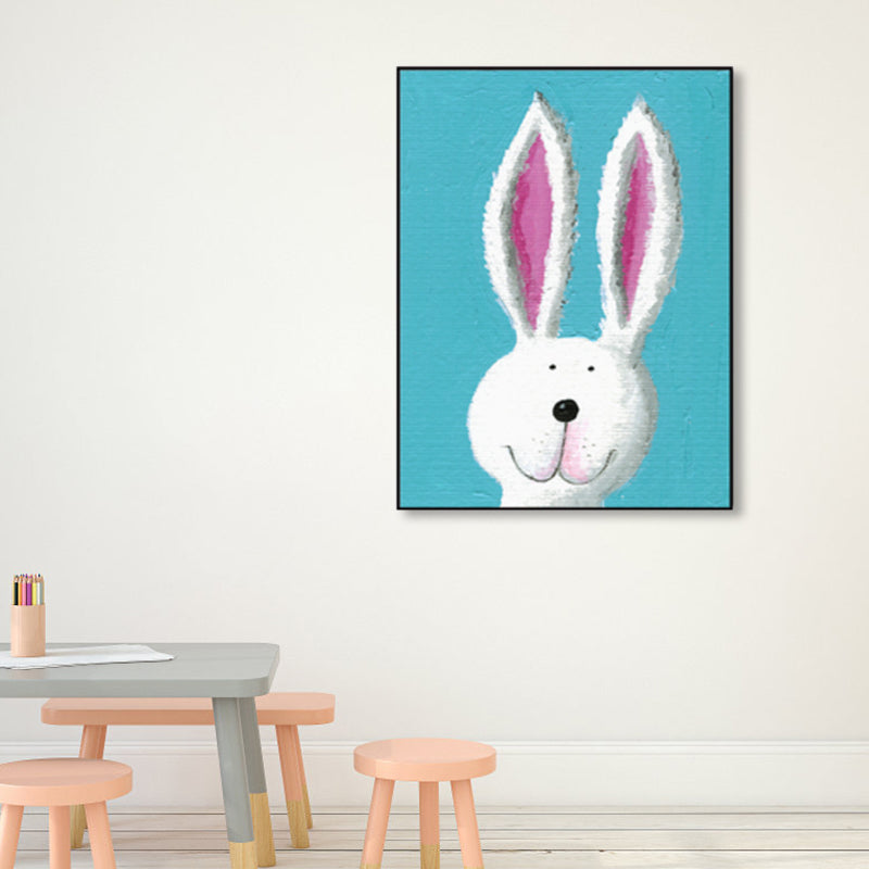 Pastel Color Cartoon Animal Canvas Textured Kids Style House Interior Wall Art Print Clearhalo 'Art Gallery' 'Canvas Art' 'Kids' Arts' 1858481