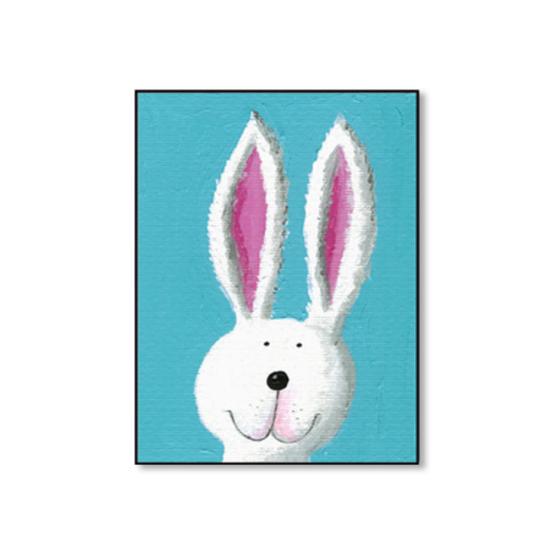 Pastel Color Cartoon Animal Canvas Textured Kids Style House Interior Wall Art Print Clearhalo 'Art Gallery' 'Canvas Art' 'Kids' Arts' 1858482