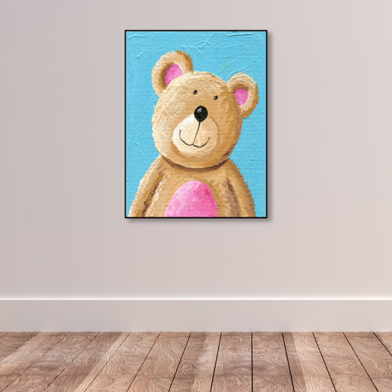 Pastel Color Cartoon Animal Canvas Textured Kids Style House Interior Wall Art Print Clearhalo 'Art Gallery' 'Canvas Art' 'Kids' Arts' 1858488