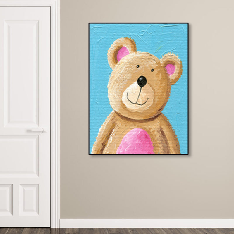 Pastel Color Cartoon Animal Canvas Textured Kids Style House Interior Wall Art Print Clearhalo 'Art Gallery' 'Canvas Art' 'Kids' Arts' 1858489