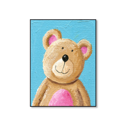 Pastel Color Cartoon Animal Canvas Textured Kids Style House Interior Wall Art Print Clearhalo 'Art Gallery' 'Canvas Art' 'Kids' Arts' 1858490