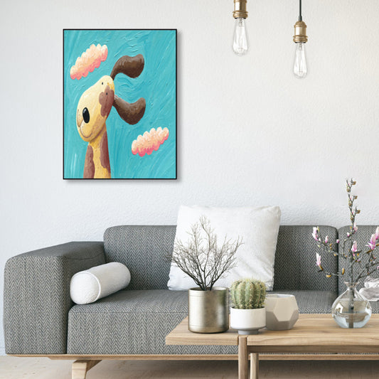 Pastel Color Cartoon Animal Canvas Textured Kids Style House Interior Wall Art Print Light Brown Clearhalo 'Art Gallery' 'Canvas Art' 'Kids' Arts' 1858491