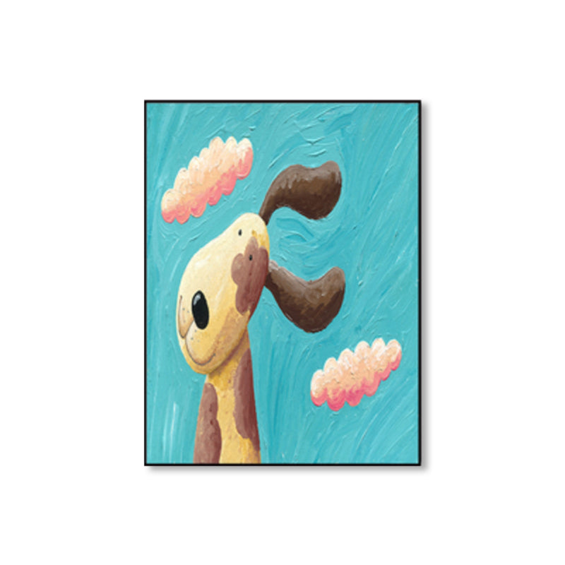 Pastel Color Cartoon Animal Canvas Textured Kids Style House Interior Wall Art Print Clearhalo 'Art Gallery' 'Canvas Art' 'Kids' Arts' 1858494