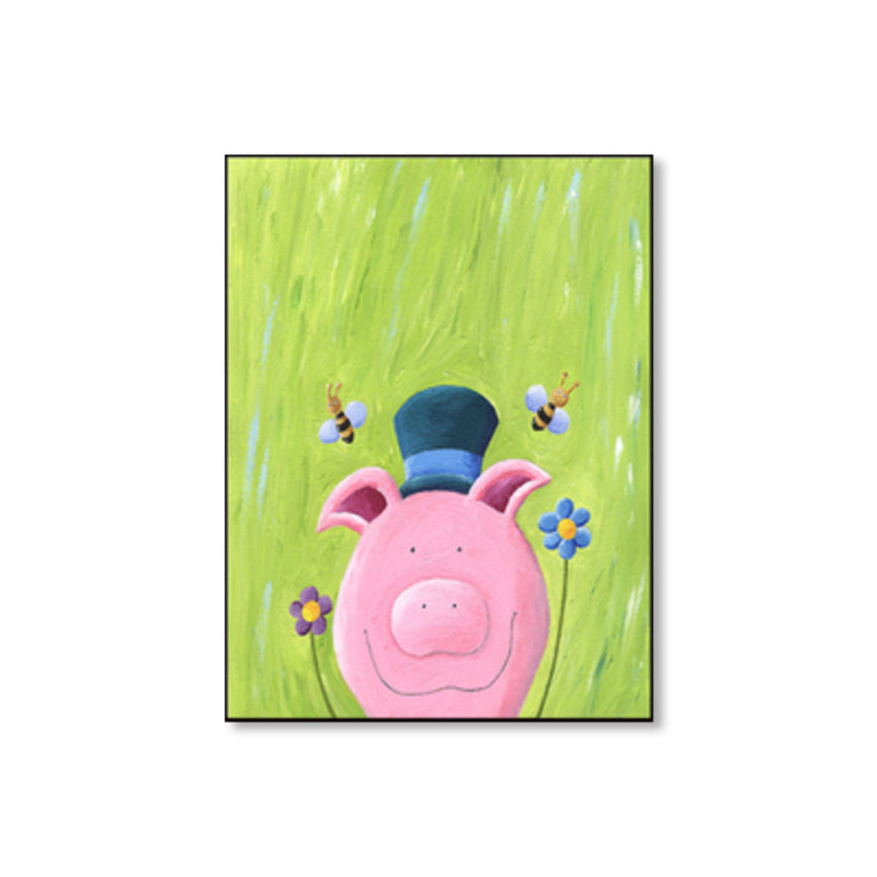 Pastel Color Cartoon Animal Canvas Textured Kids Style House Interior Wall Art Print Clearhalo 'Art Gallery' 'Canvas Art' 'Kids' Arts' 1858502