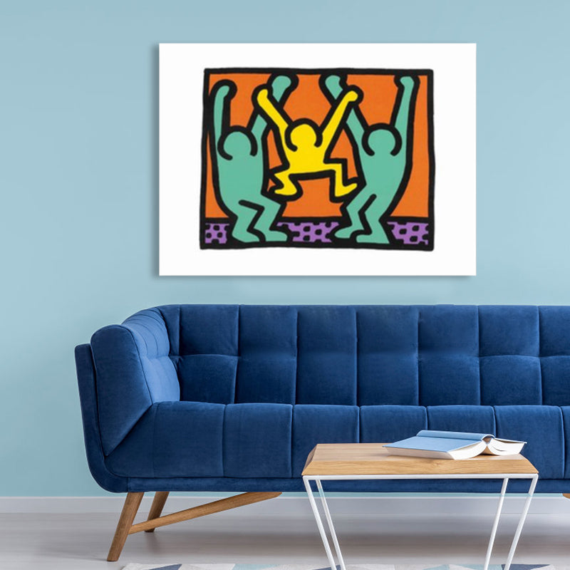 Illustrated Abstract Figure Canvas Light Color Pop Art Wall Decor for Drawing Room Clearhalo 'Arts' 'Canvas Art' 1858528