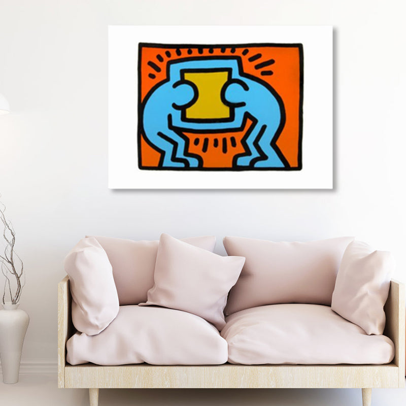 Illustrated Abstract Figure Canvas Light Color Pop Art Wall Decor for Drawing Room Clearhalo 'Arts' 'Canvas Art' 1858535
