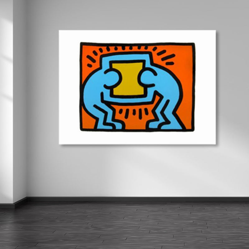 Illustrated Abstract Figure Canvas Light Color Pop Art Wall Decor for Drawing Room Clearhalo 'Arts' 'Canvas Art' 1858536