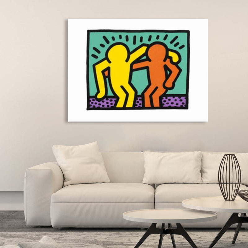 Illustrated Abstract Figure Canvas Light Color Pop Art Wall Decor for Drawing Room Clearhalo 'Arts' 'Canvas Art' 1858543