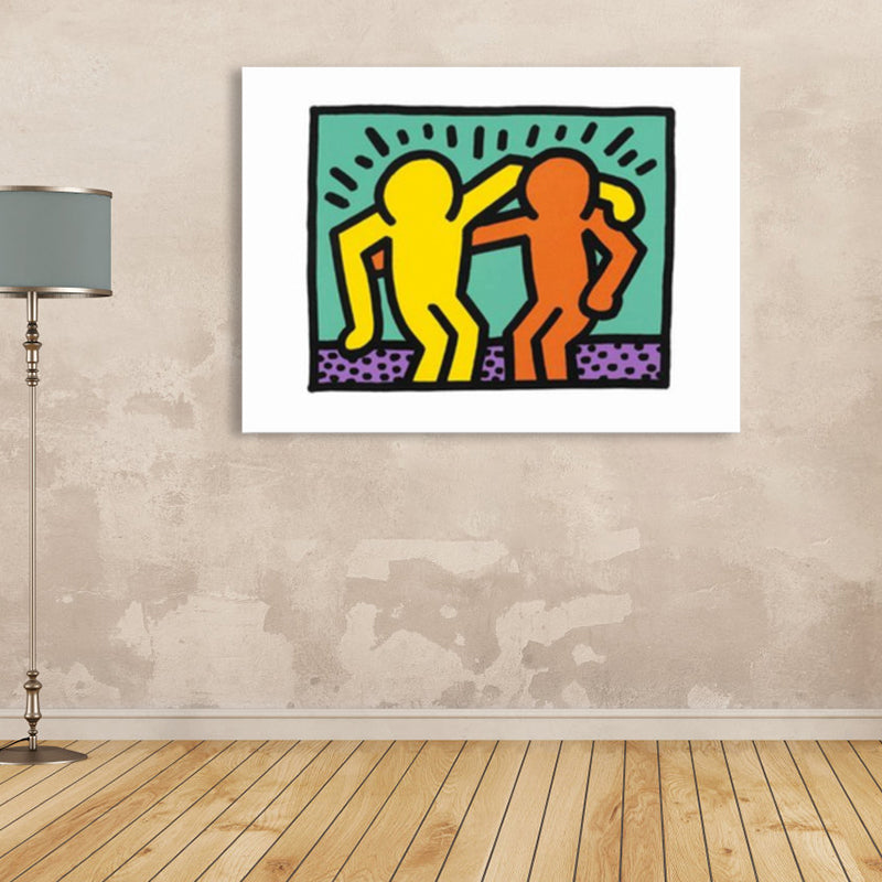 Illustrated Abstract Figure Canvas Light Color Pop Art Wall Decor for Drawing Room Clearhalo 'Arts' 'Canvas Art' 1858544