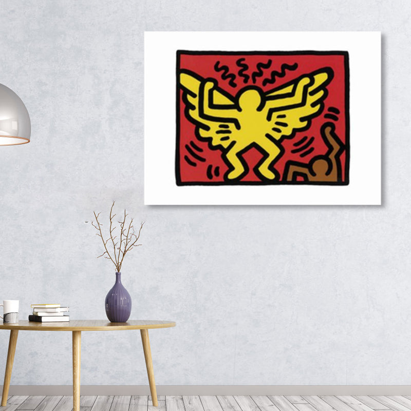 Illustrated Abstract Figure Canvas Light Color Pop Art Wall Decor for Drawing Room Red Clearhalo 'Arts' 'Canvas Art' 1858546