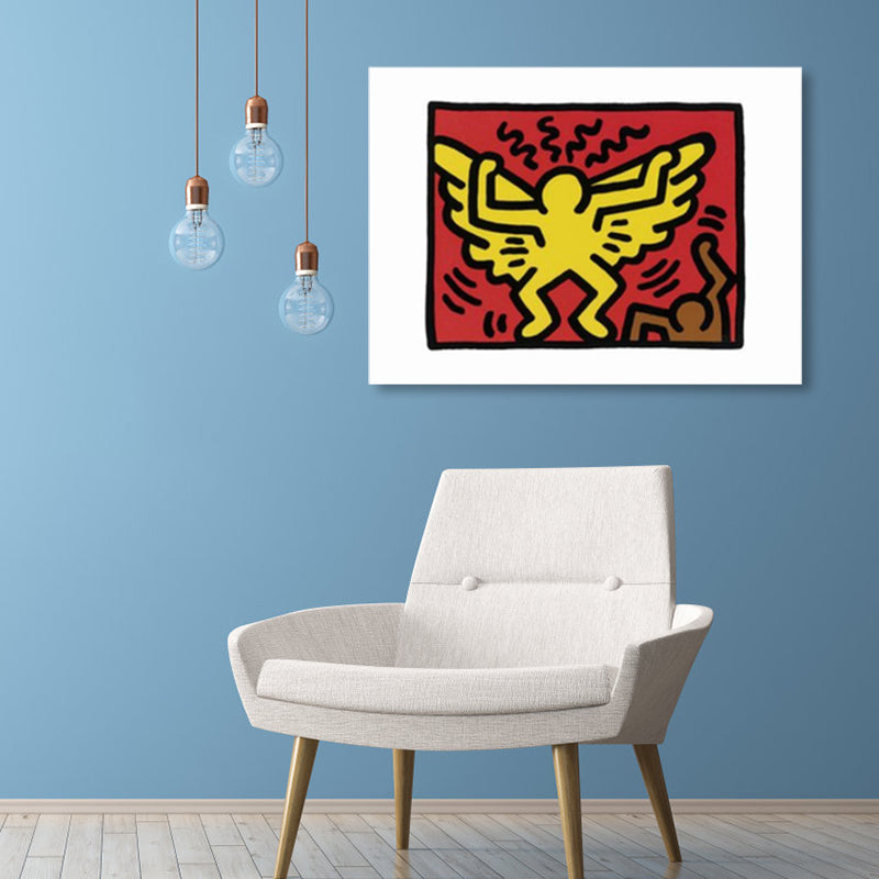 Illustrated Abstract Figure Canvas Light Color Pop Art Wall Decor for Drawing Room Clearhalo 'Arts' 'Canvas Art' 1858548