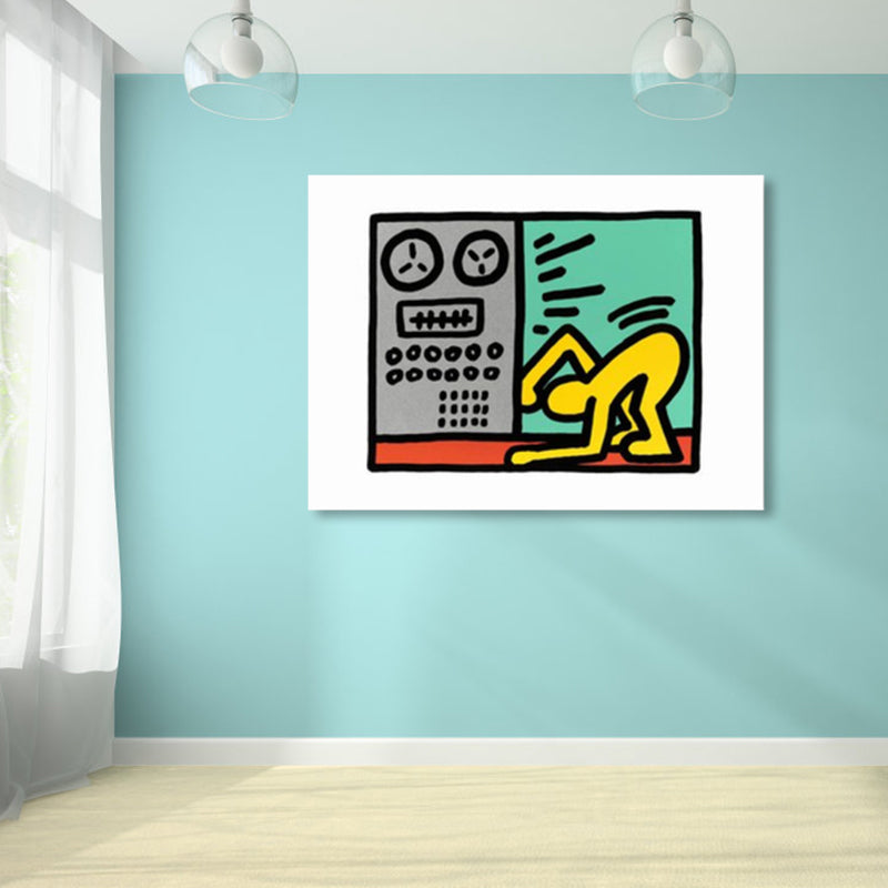 Illustrated Abstract Figure Canvas Light Color Pop Art Wall Decor for Drawing Room Turquoise Clearhalo 'Arts' 'Canvas Art' 1858550