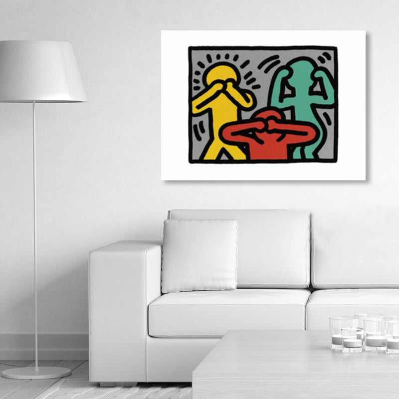 Illustrated Abstract Figure Canvas Light Color Pop Art Wall Decor for Drawing Room Grey Clearhalo 'Arts' 'Canvas Art' 1858554
