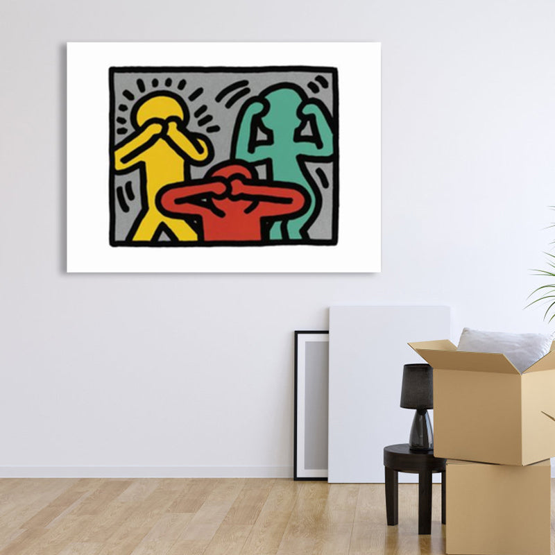 Illustrated Abstract Figure Canvas Light Color Pop Art Wall Decor for Drawing Room Clearhalo 'Arts' 'Canvas Art' 1858556