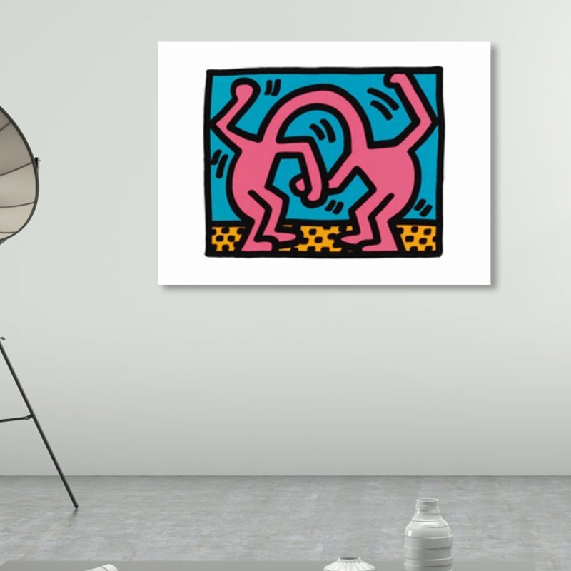 Illustrated Abstract Figure Canvas Light Color Pop Art Wall Decor for Drawing Room Blue Clearhalo 'Arts' 'Canvas Art' 1858558