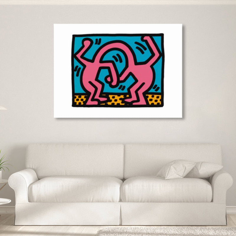 Illustrated Abstract Figure Canvas Light Color Pop Art Wall Decor for Drawing Room Clearhalo 'Arts' 'Canvas Art' 1858560