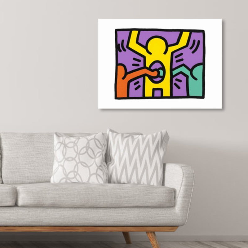 Illustrated Abstract Figure Canvas Light Color Pop Art Wall Decor for Drawing Room Purple Clearhalo 'Arts' 'Canvas Art' 1858562