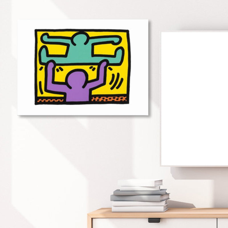 Illustrated Abstract Figure Canvas Light Color Pop Art Wall Decor for Drawing Room Clearhalo 'Arts' 'Canvas Art' 1858567