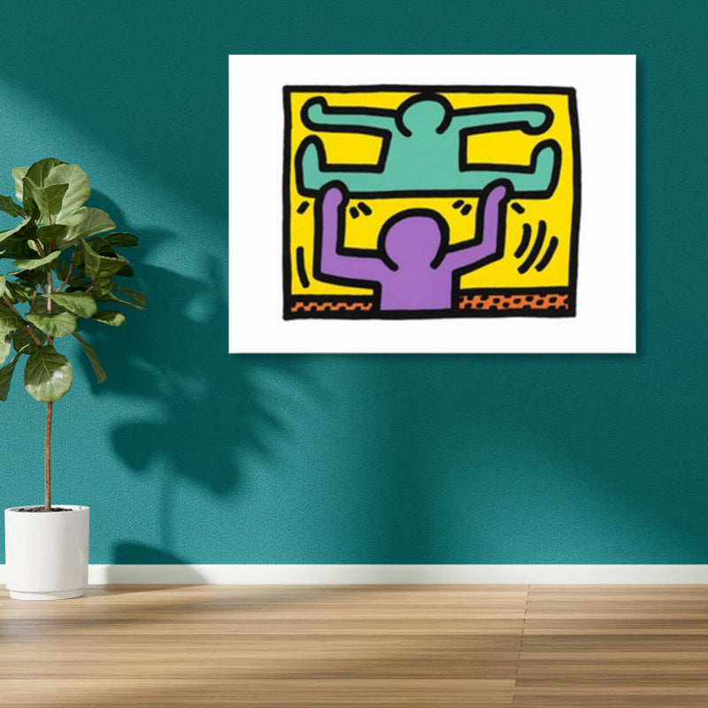 Illustrated Abstract Figure Canvas Light Color Pop Art Wall Decor for Drawing Room Clearhalo 'Arts' 'Canvas Art' 1858568
