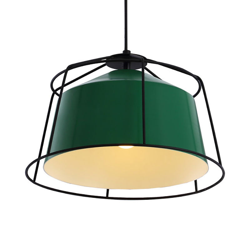 Barn Shaped Kitchen Pendant Light with Cage Metal Single Light Traditional Hanging Lamp in Forest Green Clearhalo 'Ceiling Lights' 'Modern Pendants' 'Modern' 'Pendant Lights' 'Pendants' Lighting' 185860