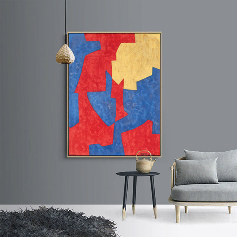 Hand Printed Graphic Canvas Art Soft Color Paintings Abstract Wall Decor for Living Room Red Clearhalo 'Arts' 'Canvas Art' 1858614