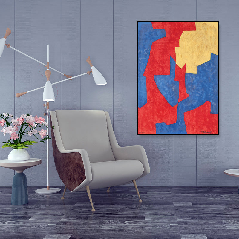 Hand Printed Graphic Canvas Art Soft Color Paintings Abstract Wall Decor for Living Room Clearhalo 'Arts' 'Canvas Art' 1858615