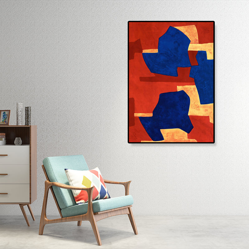 Handgedruckte grafische Leinwand Art Weiche Farbgemälde abstraktes Wanddekor für Wohnzimmer