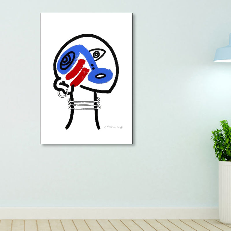 Abstract Figure Wall Decor Pop Art Textured Canvas Print in Soft Color for Parlour - Blue - Clearhalo - 'Arts' - 'Canvas Art' - 1858630