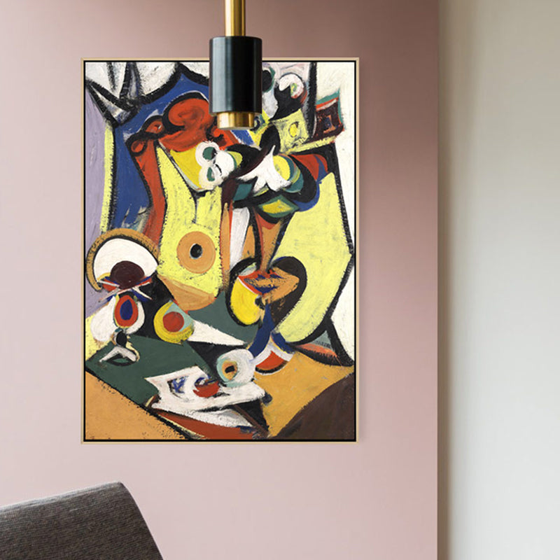 Gemälde Handdruck Leinwand abstrakter Expressionismus Stil strukturiertes Wanddekoration in Gelb für Zuhause