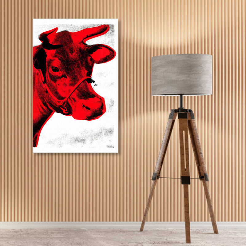 Pop Art Cow's Head Canvas Print Mixed-Media Wild Animal Wall Decor in Pastel Color - Clearhalo - 'Arts' - 'Canvas Art' - 1858668