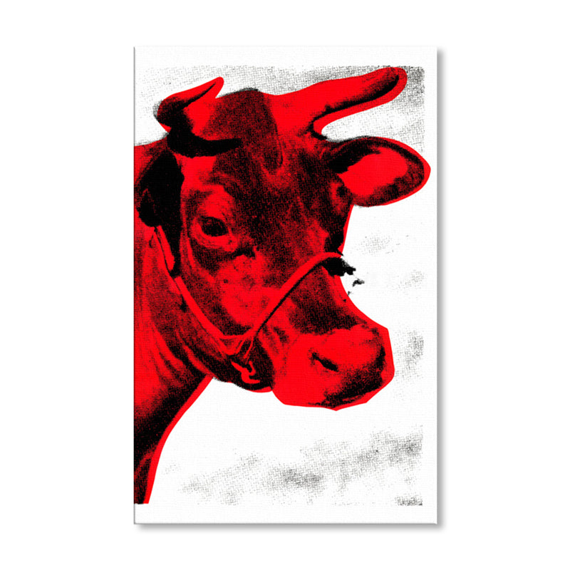 Pop Art Cow's Head Canvas Print Mixed-Media Wild Animal Wall Decor in Pastel Color - Clearhalo - 'Arts' - 'Canvas Art' - 1858670