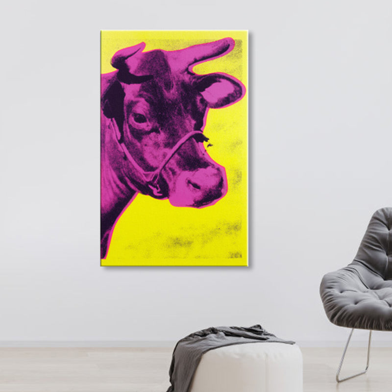 Pop Art Cow's Head Canvas Print Mixed-Media Wild Animal Wall Decor in Pastel Color - Clearhalo - 'Arts' - 'Canvas Art' - 1858672