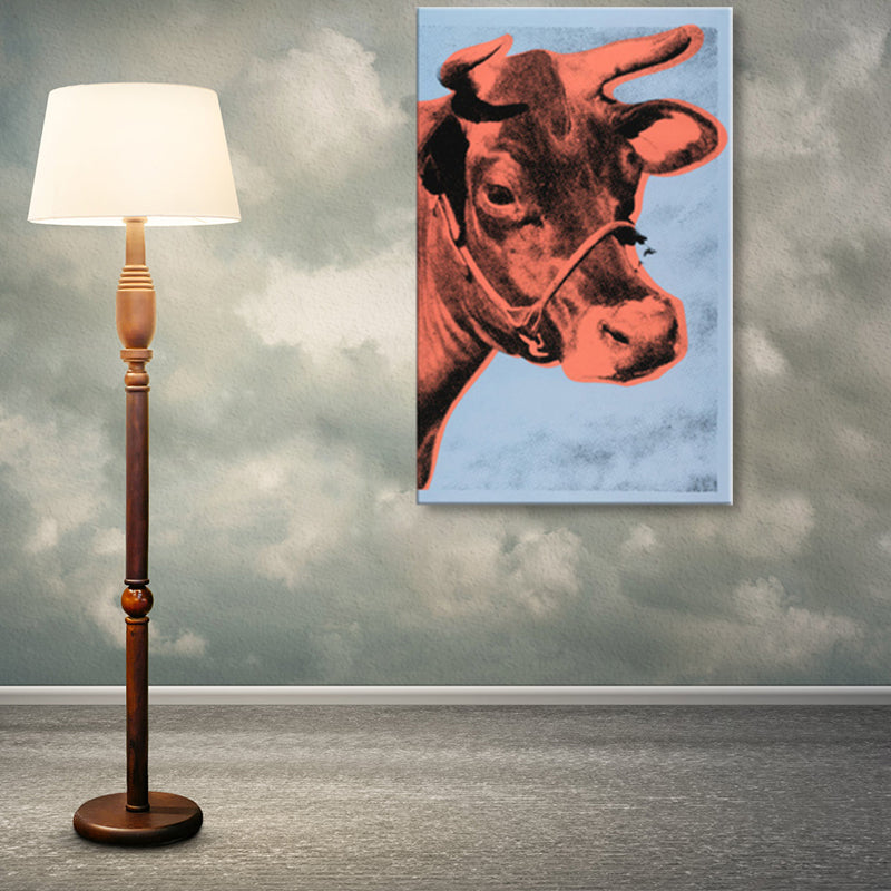 Pop Art Cow's Head Canvas Print Mixed-Media Wild Animal Wall Decor in Pastel Color - Orange - Clearhalo - 'Arts' - 'Canvas Art' - 1858676